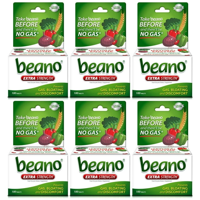 Beano Food Enzyme Dietary Supplement, 100 ea (Pack of 6)