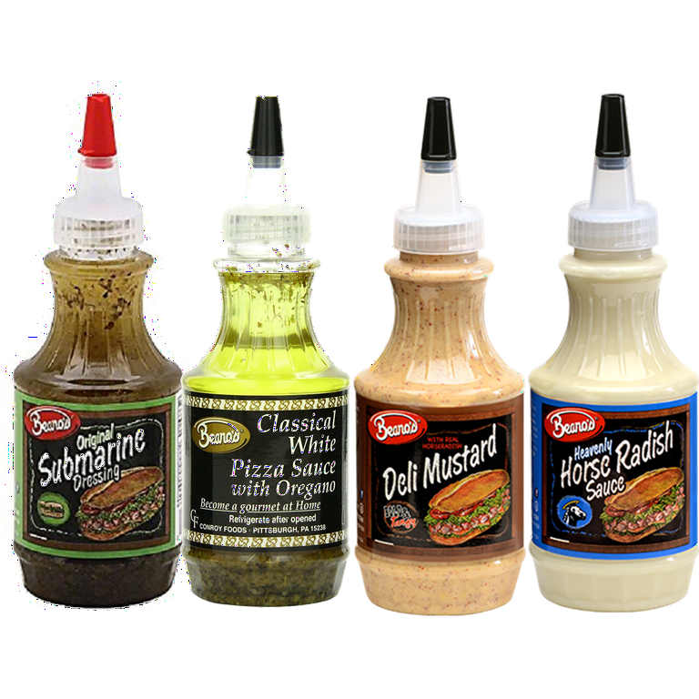 Beano's Submarine, White Pizza, Deli Mustard & Horseradish Sauce Variety  4-Pack, 8 fl. oz. Bottles