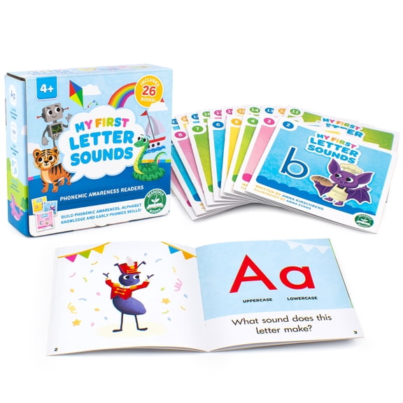 Beanstalk Books: My First Letter Sounds - 26 ABC Picture Book Set, Learn Alphabet Shapes, Build Phonemic Awareness, Childrens Early Reading Education