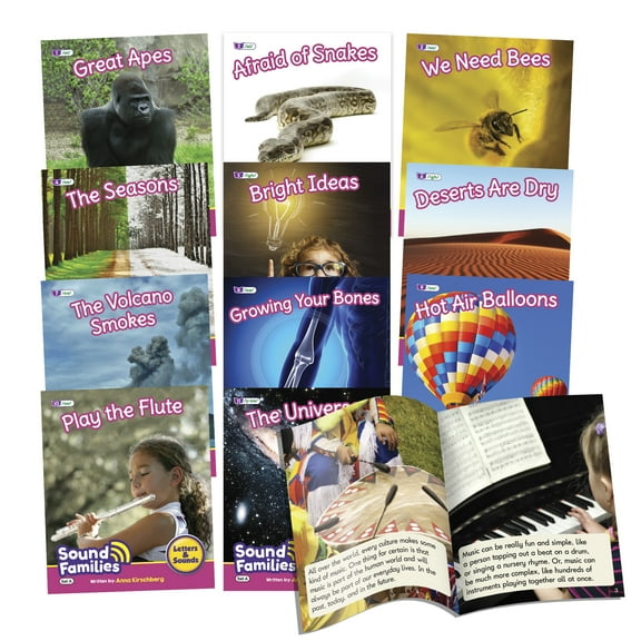Junior Learning Decodable Readers Sound Families Long Vowels Non-Fiction Phase 5.5, Learn to Read, Easy decodable texts, with 12 books, For ages 5+, Grade K