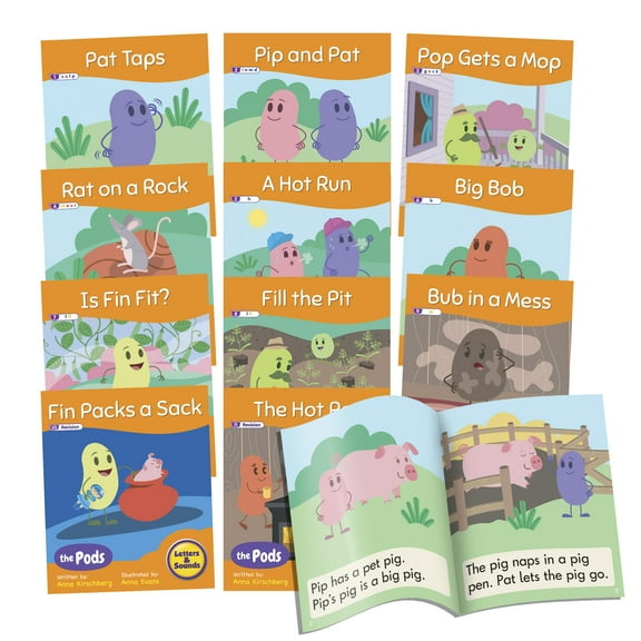 Junior Learning Decodable Readers The Pods - Phase 2 Letter Sounds: The Science of Reading, Easy decodable Texts, Beginning Readers, for Ages 5+, Grade K