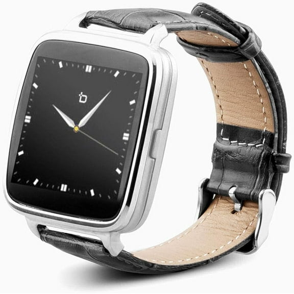 Beantech Full Function Smart Watch for Apple/Android Devices. Classical Elegance with Communications, Fitness, Music & Camera Control. Silver face and Black strap.