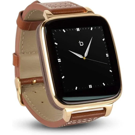Beantech Gold Engage Plus Smartwatch for iOS and Android with 8GB of Music Storage and Leather Strap