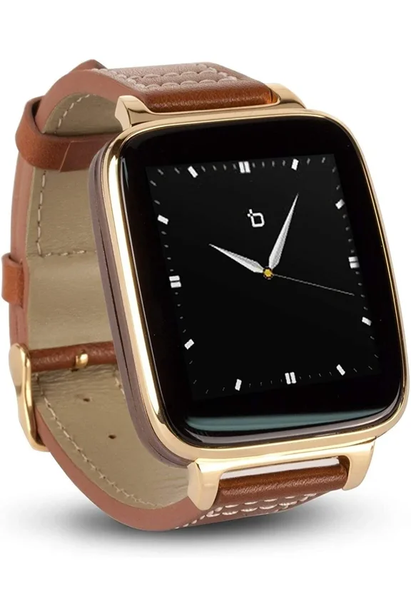Gold Engage Plus Smartwatch for iOS and Android with 8GB of Music Storage and Leather Strap