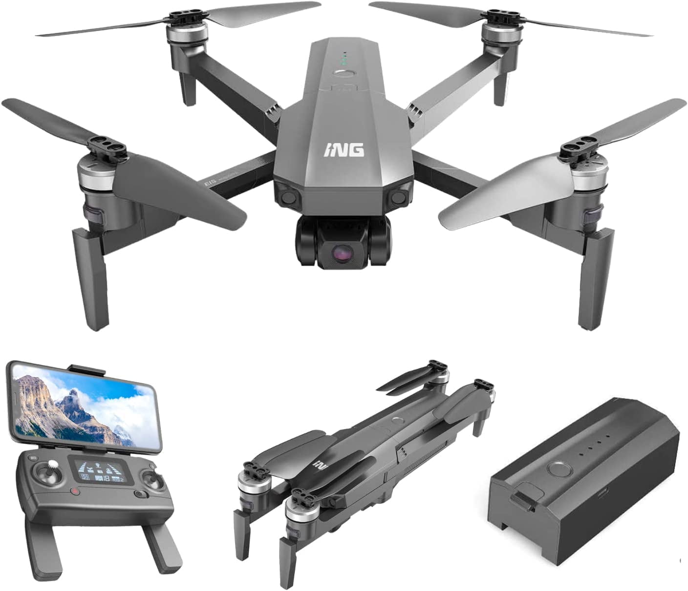 Beantech ING Speedbird I63E Waypoint Flight Aerial Drone w/4 x Propellers and 1 x PD Charging Cable