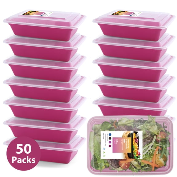 Beaquicy 50 Packs Meal Prep Containers, 38OZ Prep Food Containers,Dishwasher and Freezer Safe and BPA Free