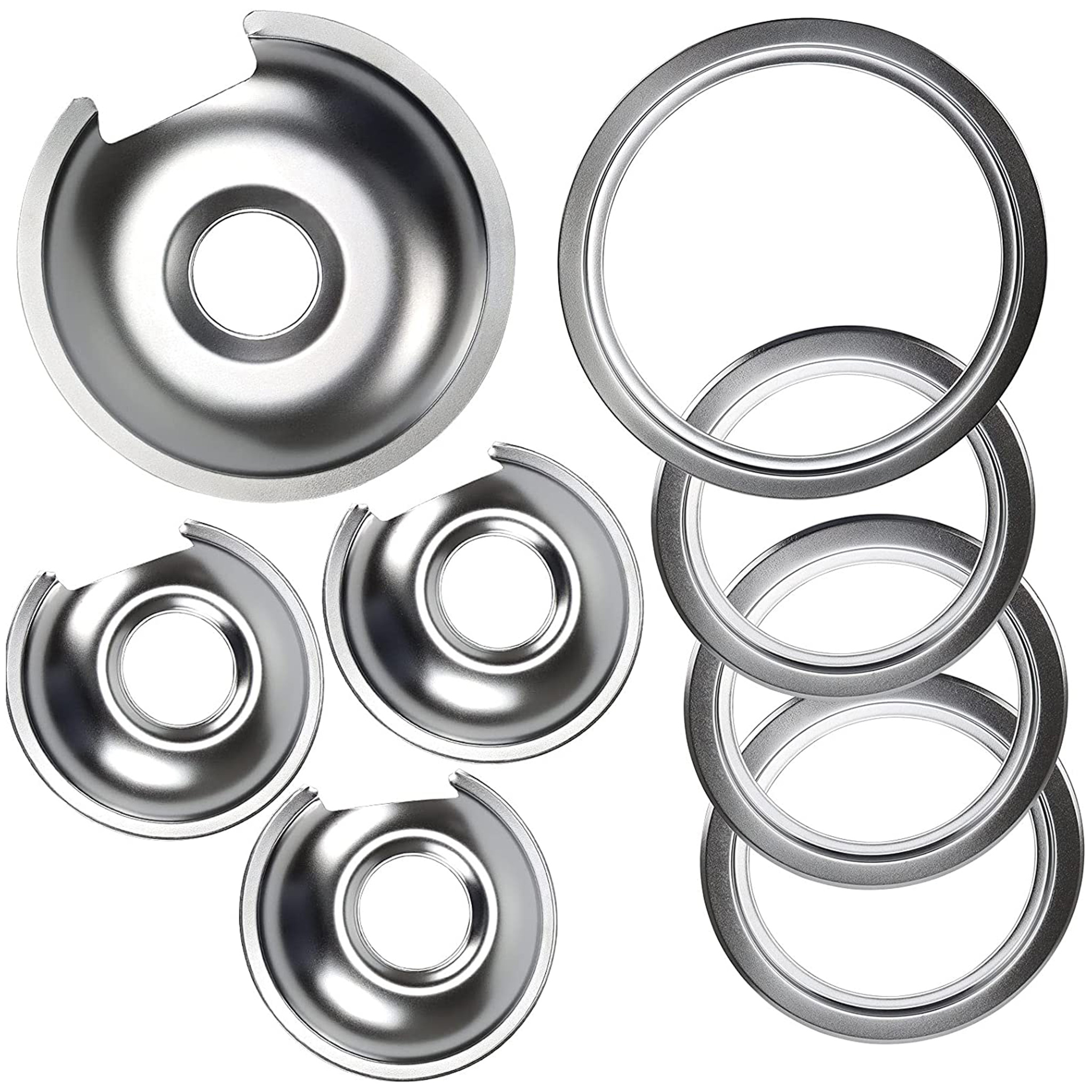 Range Kleen 8Piece Drip Pan and Trim Ring, Style D fits Hinged