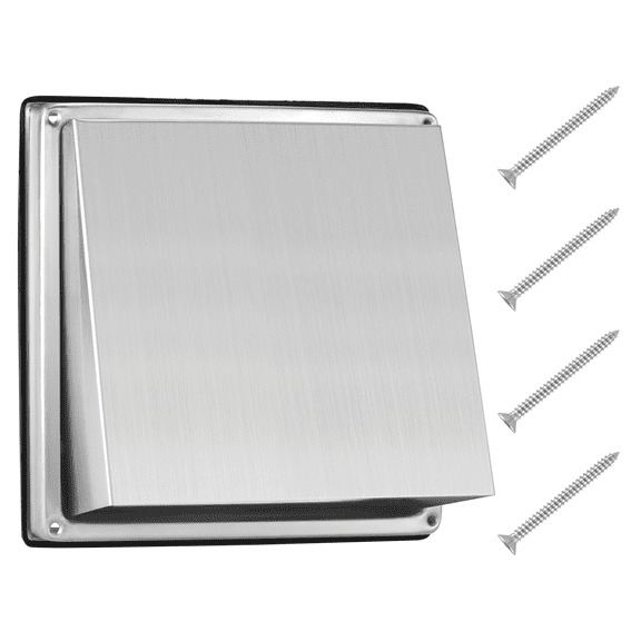 Beaquicy 4 Inch Square Stainless Steel External Vent Cover with Screws for Wall Ventilation