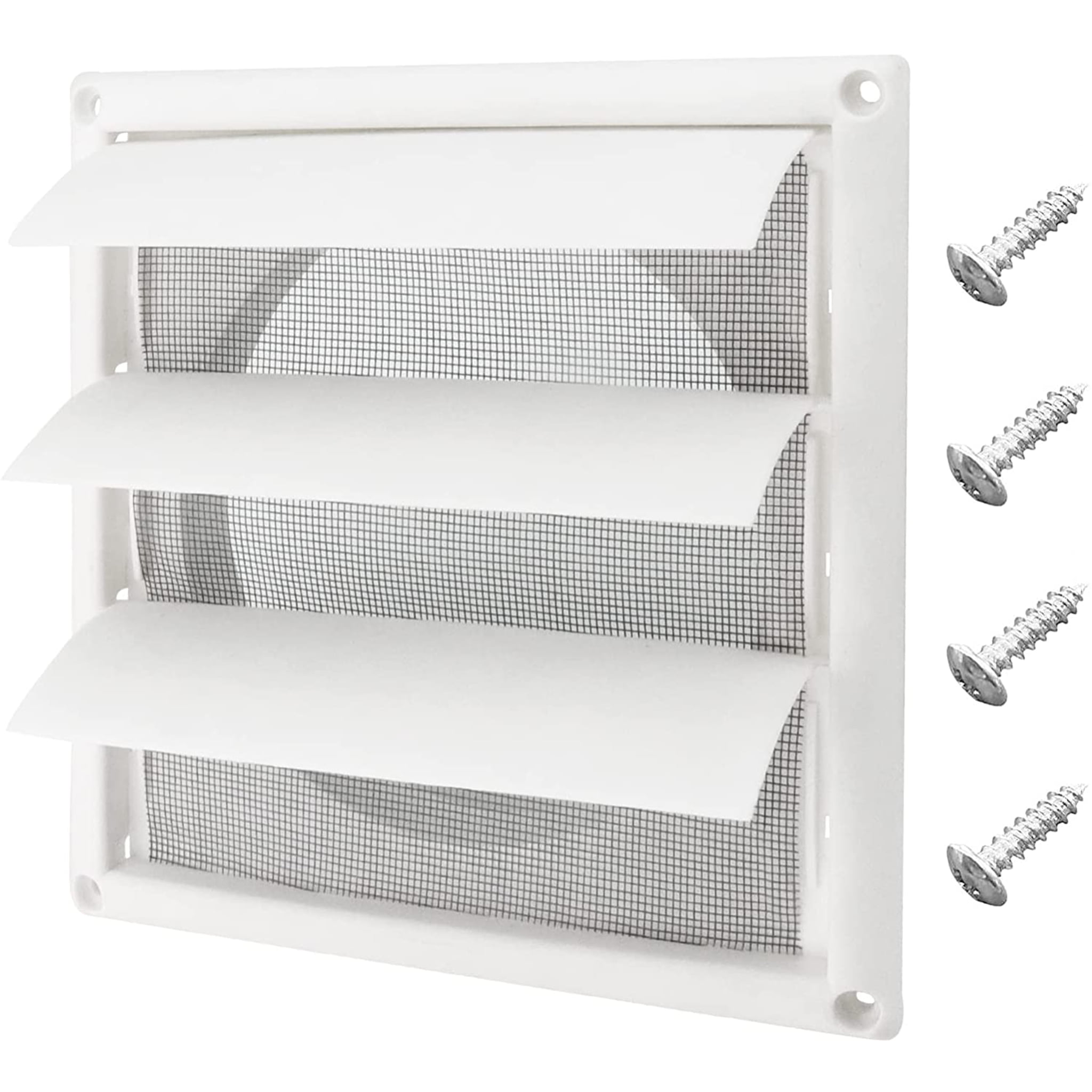 Beaquicy 6-inch Outdoor Vent Cover White Plastic Louvered Dryer Ventilation Grille