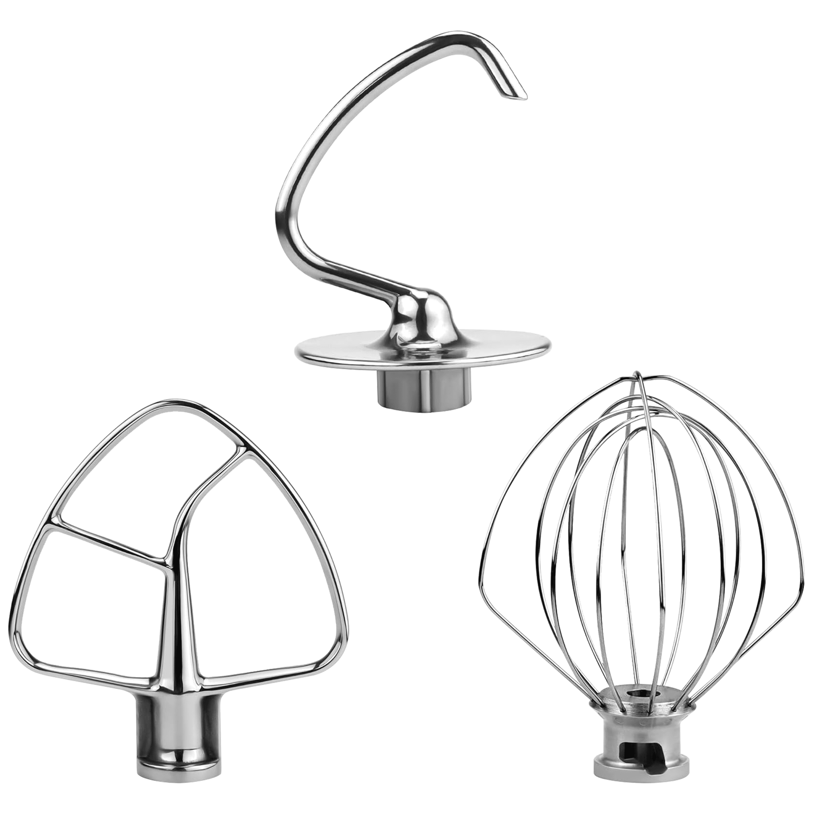 Beaquicy K45DH Dough Hook & K45WW Wire Whip & K45B Coated Flat Blade Paddle with Scraper for KSM150 Tilt Head Stand Mixer