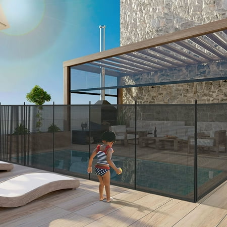 Beaquicy 1000D PVC Grid Fabric Pool Fence, Easy Install, Temporary Safety Fence for Inground Pools