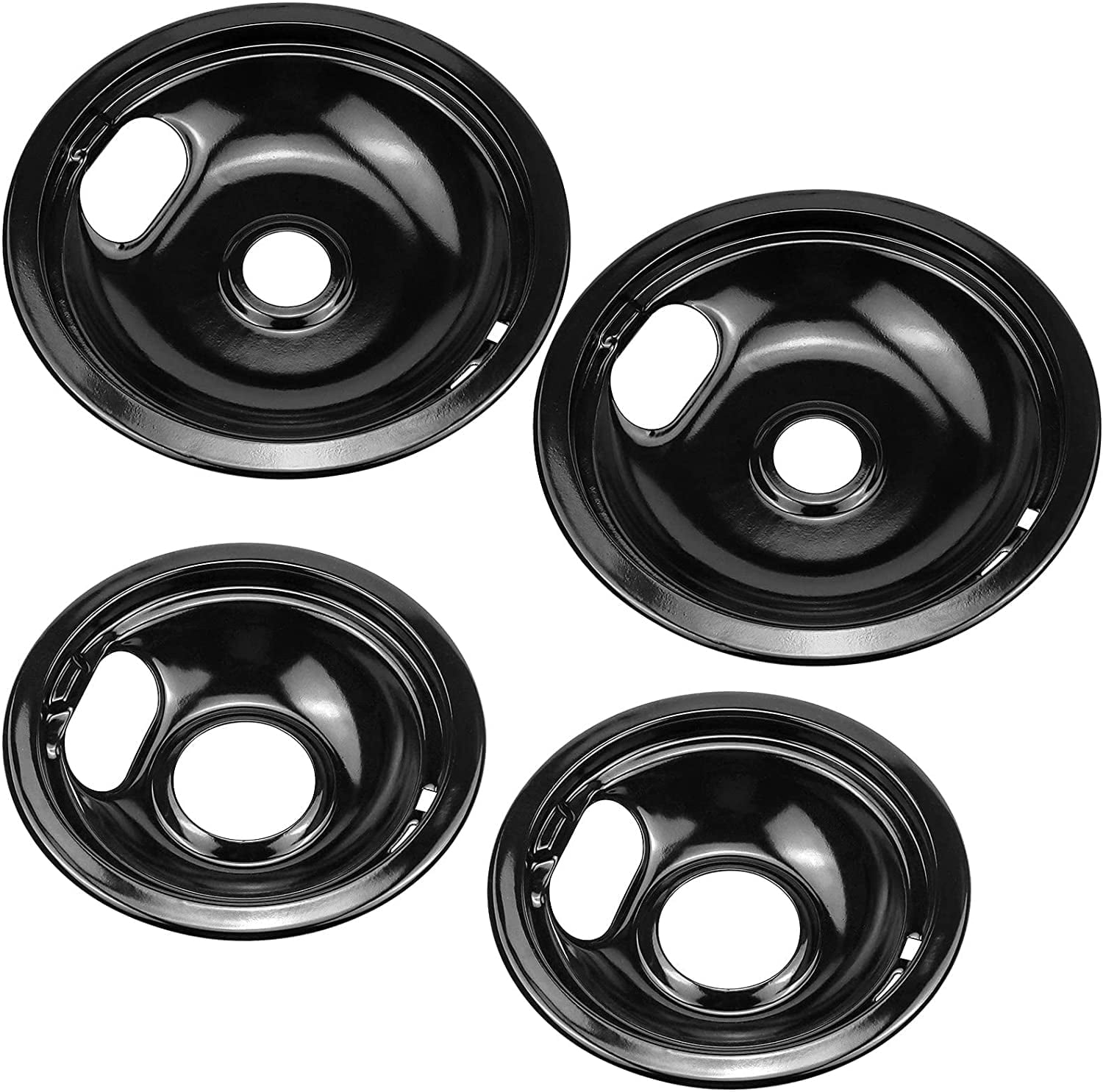 Beaquicy Porcelain Drip Pan Replacement for Electric Stove Burner W10290350 8-inch & W10290353 6-inch