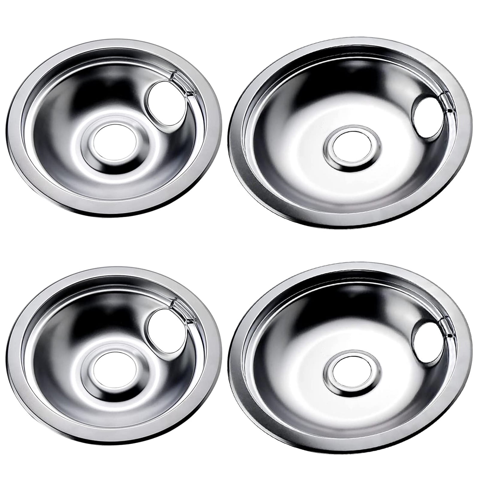 Beaquicy Range Stove Burner Drip Pans 316048413 and 316048414 Chrome Drip Bowls for Electric Stove