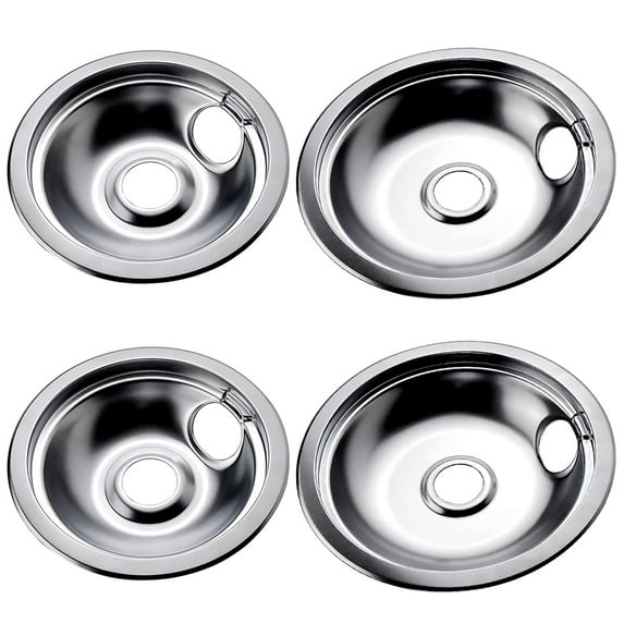Beaquicy Range Stove Burner Drip Pans 316048413 and 316048414 Chrome Drip Bowls for Electric Stove