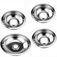 thumbnail image 1 of Beaquicy W10196405 & W10196406 Gas Stove Burner Covers Chorme Range Drip Pans Set for Whirlpool Roper Electric Range Stovetop Burner, 1 of 8