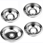 Beaquicy W10196405 & W10196406 Gas Stove Burner Covers Chorme Range Drip Pans Set for Whirlpool Roper Electric Range Stovetop Burner