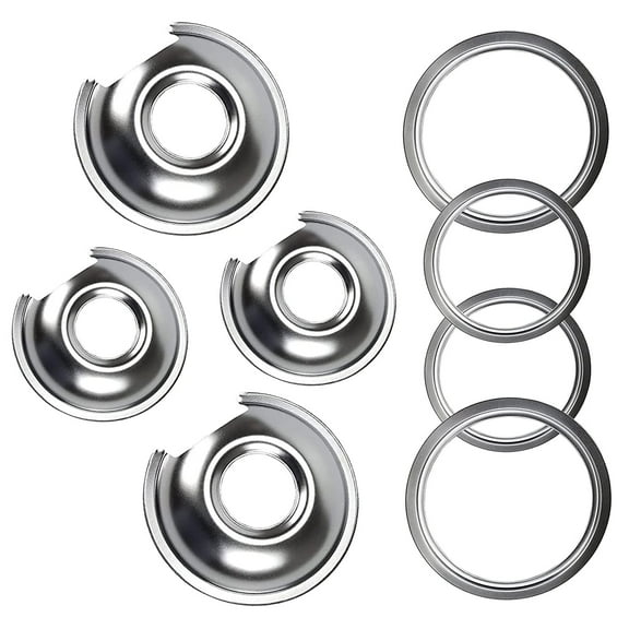 Beaquicy Chrome Stove Burner Drip Pans & Rings for GE Electric Range
