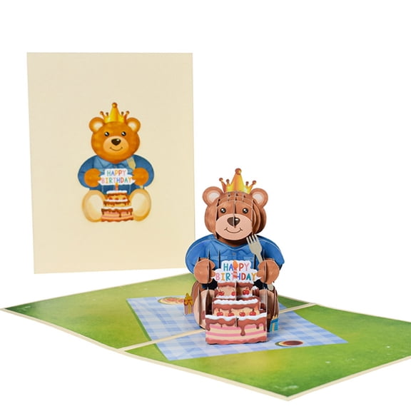 Bear 3D for Up Greeting Card for All Occasions Happy Birthday Mothers Day Valentine's Day Baby Shower Party Decorat