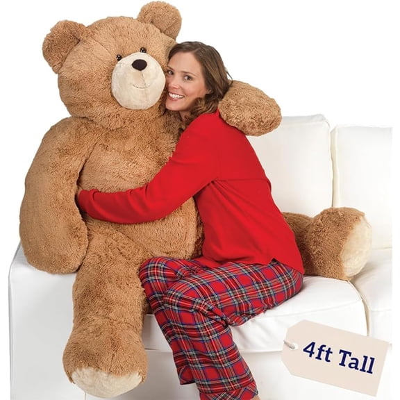 Bear 4FT Large Stuffed Animals | Giant Bear Stuffed in USA with 100% Recycled Filling | Each Plush Saves 200 Plastic Bottles from Landfills