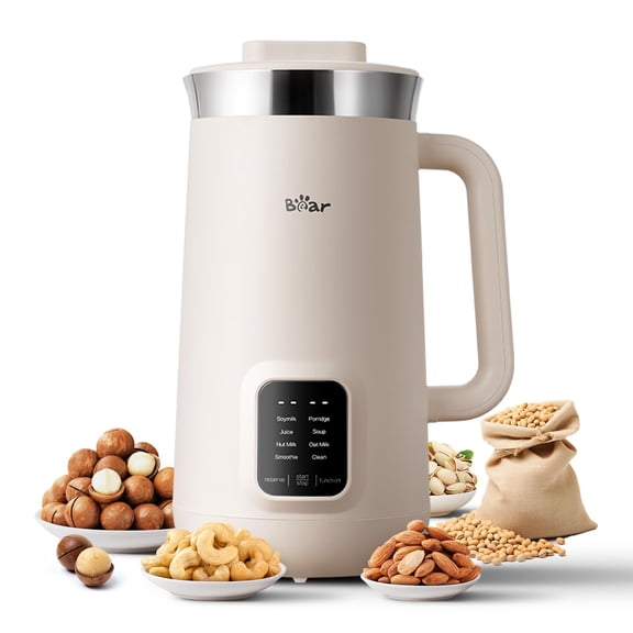 Bear 8 in 1 Nut Milk Maker Machine, 40oz/1.2L Soy Milk Maker with Self Clean/12H Delay/6H Keep Warm, One Touch Almond Milk Maker for Homemade Oat, Soup, Juice, Plant Based and Non Dairy Beverages