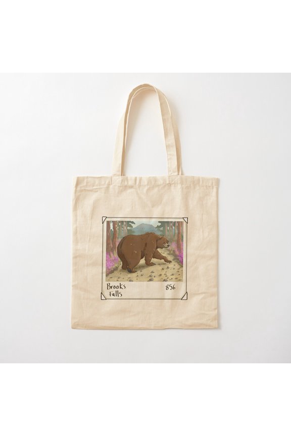 Bear 856 Brooks Falls Canvas Tote Bags, Reusable Shopping Bag