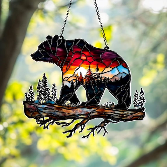 Bear Acrylic Suncatcher, Wildlife Bear Window Decor, Forest Nature ...