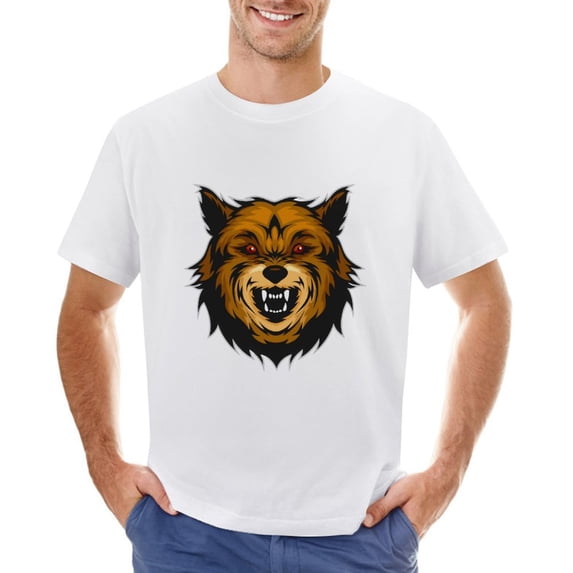 Bear Angry Men’s Graphic T-shirt Vintage Short Sleeve Sport Tee White S