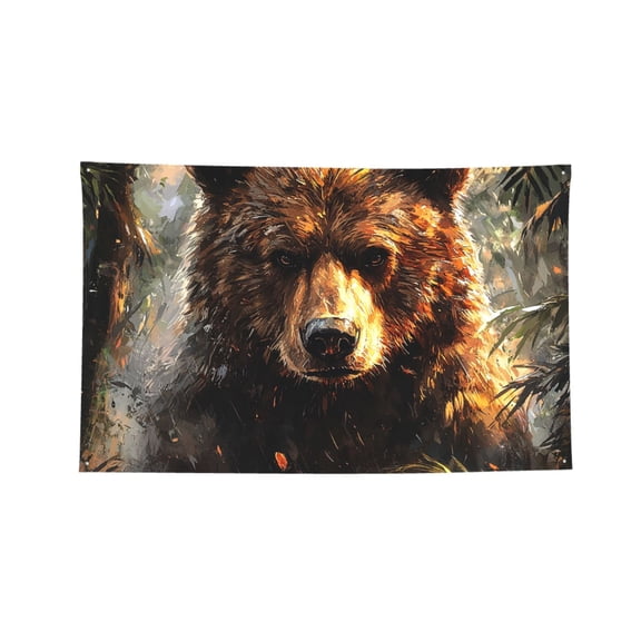 Bear Animal Art Four Hole Decorated Banner Flag for Garden Yard Home Decoration Indoor Outdoor 3x5 Ft