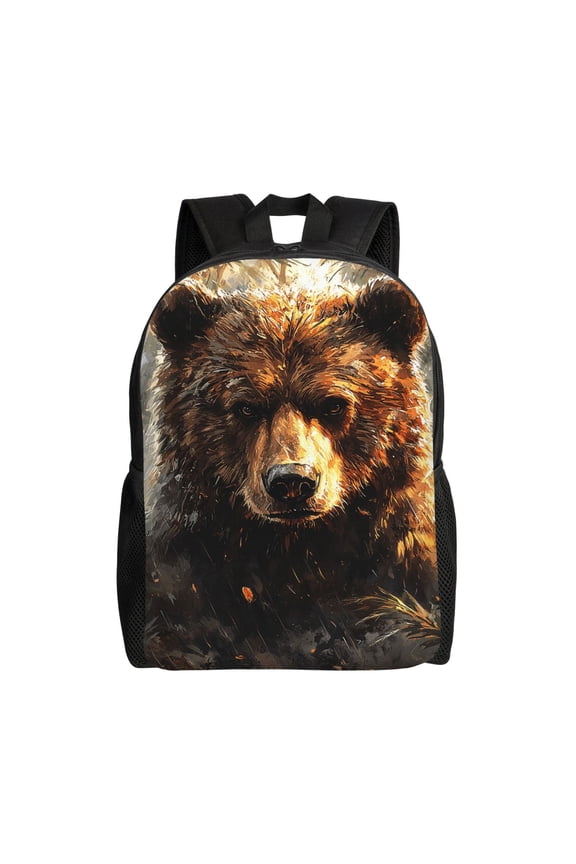 Bear Animal Art Laptop Backpack, Padded 15.6 Inch Computer Compartment, Casual Travel Work Daypack