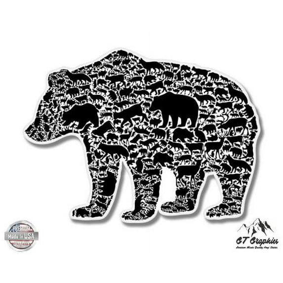 Bear Animal Pattern - 3" Vinyl Sticker - For Car Laptop I-Pad Phone Helmet Hard Hat - Waterproof Decal