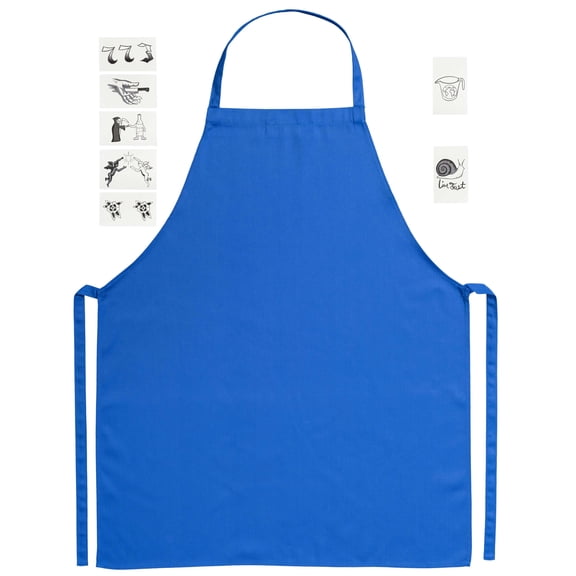 Bear Apron and Seven Removable Tattoos Set Sandwich Shop Chef Halloween Costume Cosplay Accessory Blue