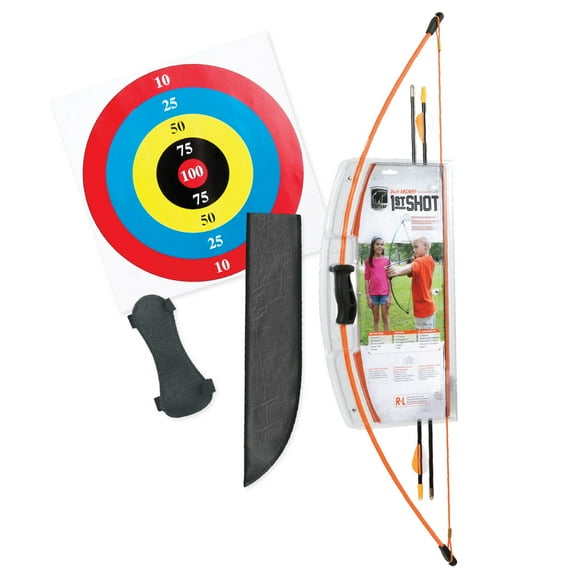 Bear Archery 1st Shot Youth Bow Set Includes Arrows, Armguard, and Arrow Quiver Recommended for Ages 4 to 7 – Flo Orange