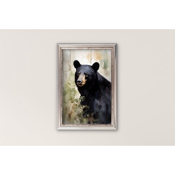 Bear Art Print, Forest Animal Portrait Home Decor #1908, Unframed Canvas Size 12x18