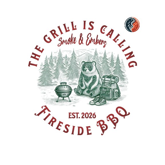 Bear BBQ T-Shirt | The Grill Is Calling | Funny Barbecue Gift for Dad or Him | Fireside Campfire Outdoor BBQ Grill Tee, Unisex T-Shirt
