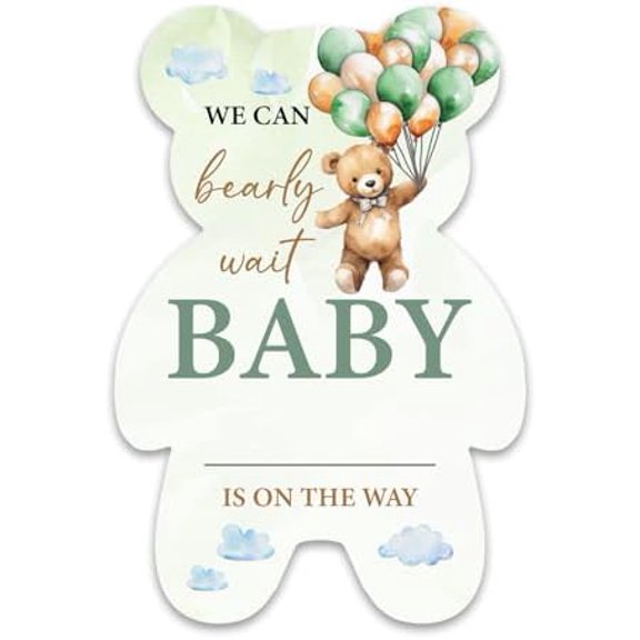 Bear Baby Shower Invitations - Green Bear Baby Shower Party Invites Bear Shaped Invitations - 20 Invites Cards with Envelopes