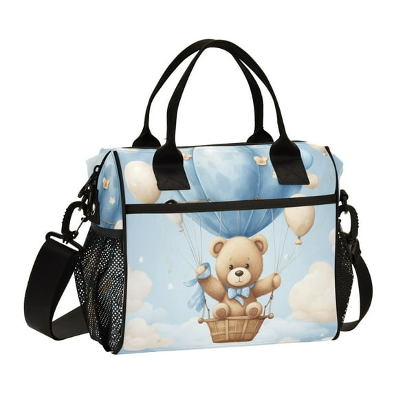 Bear Balloon Clouds Cooler Bag Lunch Bag Soft Cooler Cooling Tote Insulated Lunch Box for Adult Men Women