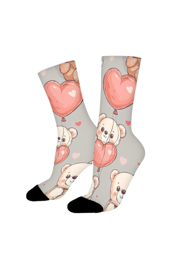 Bear Balloon Funny Novelty Crew Socks for Women Men Sports