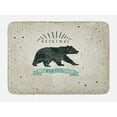 thumbnail image 1 of Bear Bath Mat, Vintage Wildlife Label Hunting Theme Icon with Random Dots Predator Paws, Non-Slip Plush Mat Bathroom Kitchen Laundry Room Decor, 29.5 X 17.5 Inches, Tan Black Mint Green, Ambesonne, 1 of 2