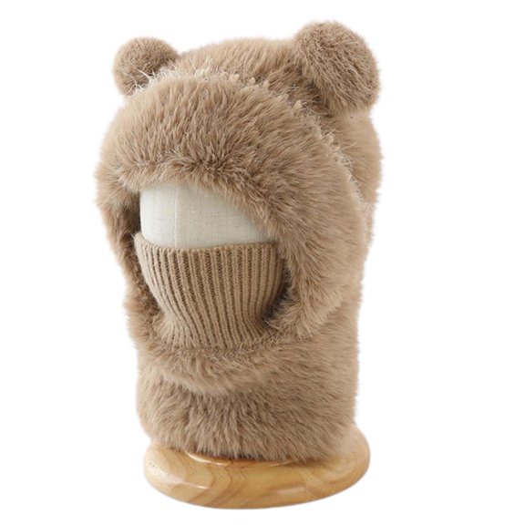 Bear Beanie for Women, Bear Hat Ski Mask with Plush Lining, Cute Winter Balaclava Hood Cap with Ears and Face Cover for Outdoor Wear