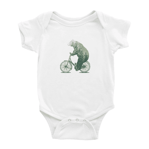 Bear Bicycle Forest Funny Baby Bodysuit Boy Girl Unisex