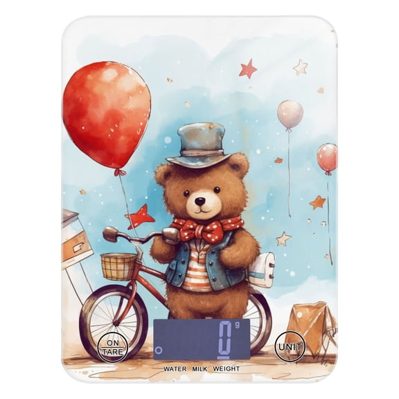Bear Bike Balloon Food Scale Digital Kitchen Scale Waterproof Tempered Glass Tare Function 11 lb for Baking Cooking Meal Prep