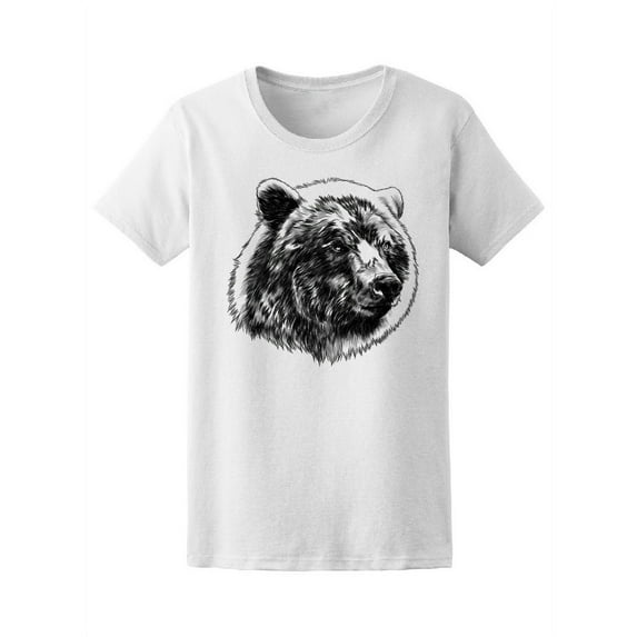 Bear Black And White Sketch T-Shirt Women -Image by Shutterstock, Female x-Large