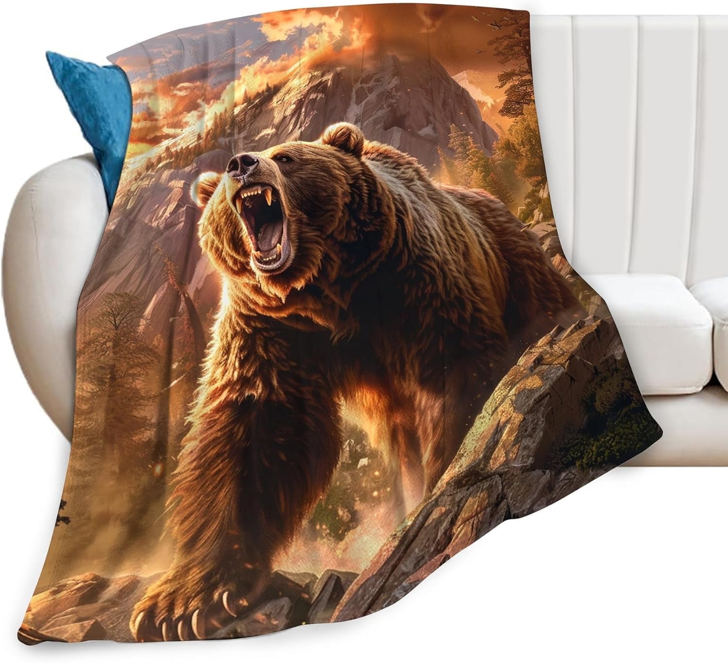 Bear Blanket Animal Throw Blanket Bear Gifts and Decor Cabin Blanket for Girls Women Boys Men Soft Warm Cozy Fleece Blanket for Couch Sofa \u200bBed 80"x60"