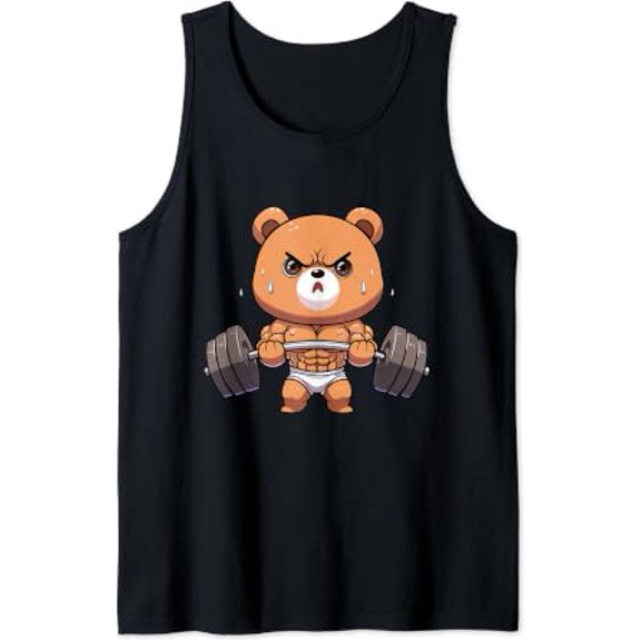 Bear Bodybuilder Bodybuilding Muscle Gym Weightlifting Bear Tank Top Size S-3XL