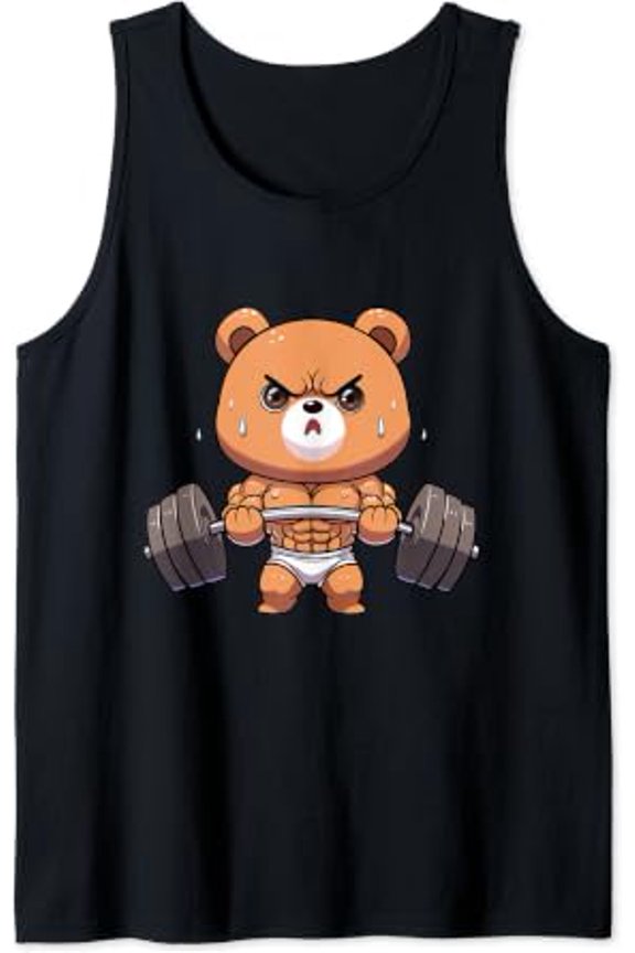 Bear Bodybuilder Bodybuilding Muscle Gym Weightlifting Bear Tank Top Size S-3XL