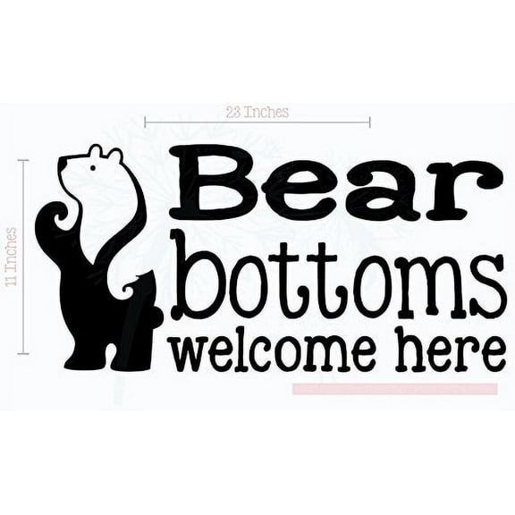 Bear Bottoms Welcome Here Vinyl Lettering Art Wall Decals Stickers Camper Decor Quote, 23 X 11 , Black