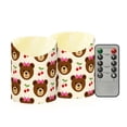 thumbnail image 1 of Bear Bow Cherry Pattern Flameless Candles 2 PCS with Remote Realistic Moving Flame LED Tapered Pillar Set for Home Decor, 1 of 7