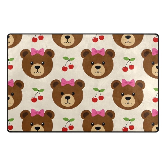 Bear Bow Cherry Pattern Memory Foam Area Rug 31"x20" Non Slip, Absorbent, Fade Proof for Living Room, Bedroom, Office