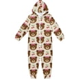 thumbnail image 1 of Bear Bow Cherry Pattern One Piece Pajamas Soft Jumpsuit Cozy Sleep and Play Romper Zipper and Pockets 4T, 1 of 8