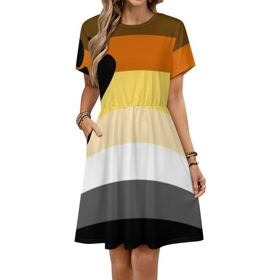 Bear Brotherhood Pride Flag Short Sleeve Dress Women Summer Evening Dresses Ladies Sundress